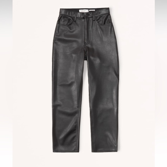 Abercrombie & Fitch Vegan Leather Straight Leg Pants, Short, Size 29 / 8 - Picture 5 of 16